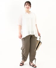 OLBHV33089 eur3(エウルキューブ) 【大きいサイズ】ドロップスリーブシアーブラウス  ホワイト(90)