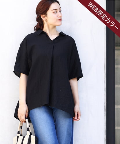 OLBHV33089 eur3 【大きいサイズ】ドロップスリーブシアーブラウス 