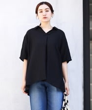 OLBHV33089 eur3(エウルキューブ) 【大きいサイズ】ドロップスリーブシアーブラウス  ブラック(94)（WEB限定カラー）