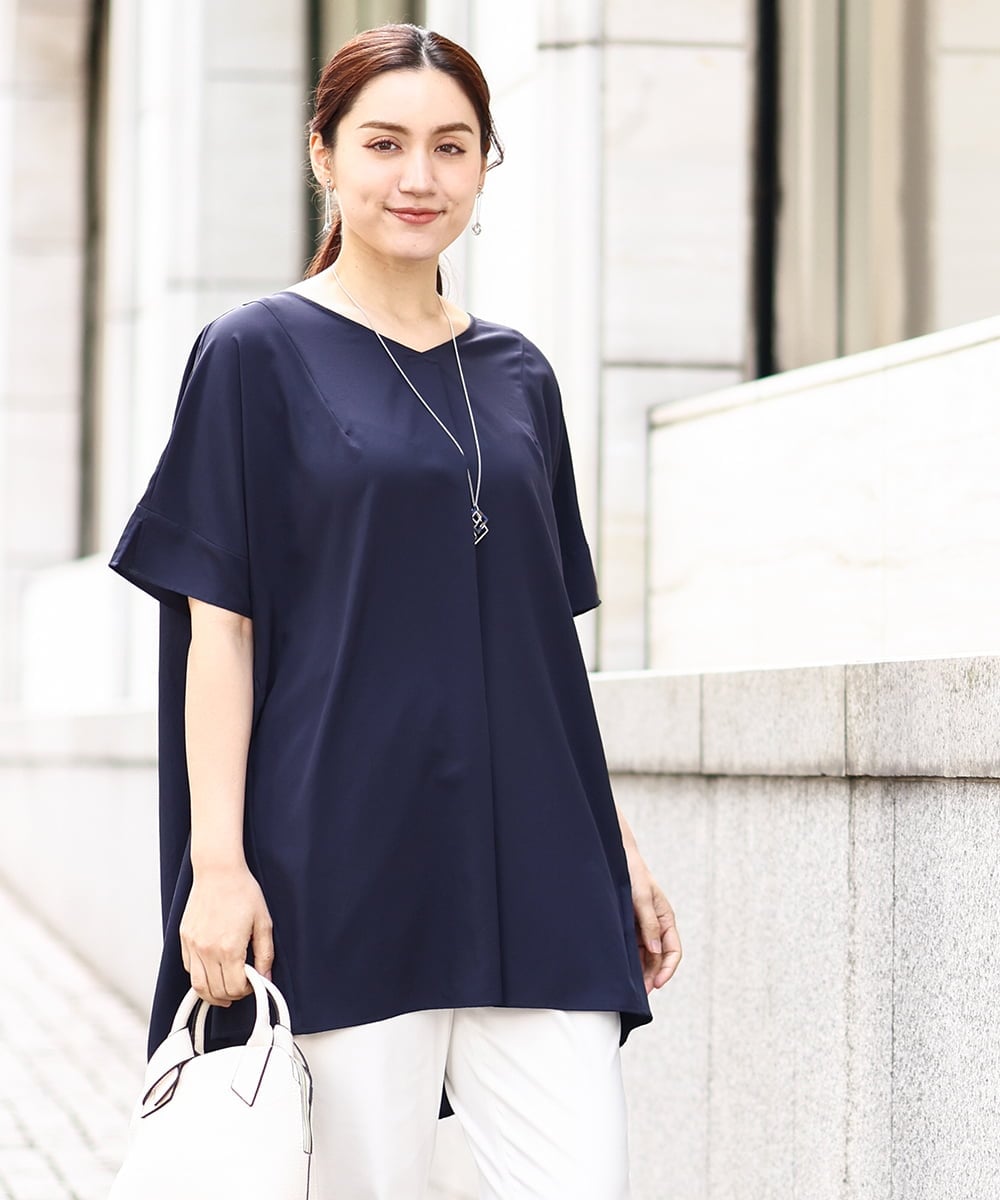 OLBHV34099 eur3(エウルキューブ) 【大きいサイズ】バックタックブラウス ネイビー(57)