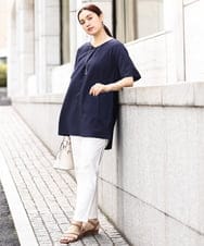 OLBHV34099 eur3(エウルキューブ) 【大きいサイズ】バックタックブラウス ネイビー(57)