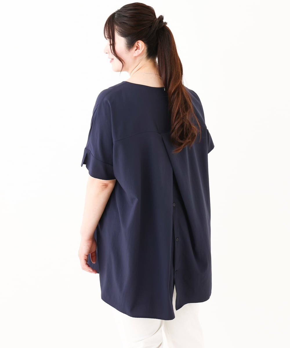 OLBHV34099 eur3(エウルキューブ) 【大きいサイズ】バックタックブラウス ネイビー(57)