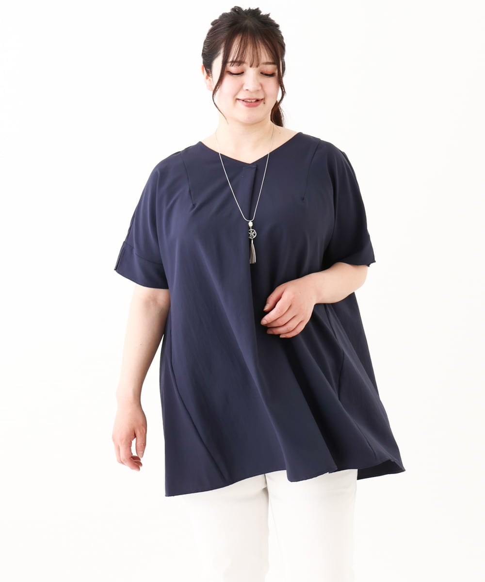 OLBHV34099 eur3(エウルキューブ) 【大きいサイズ】バックタックブラウス ネイビー(57)