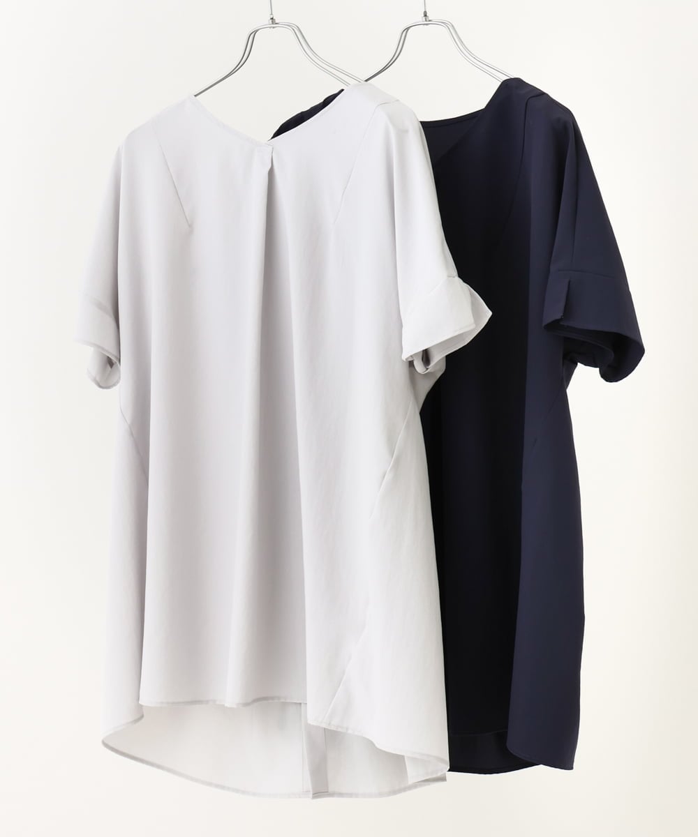 OLBHV34099 eur3(エウルキューブ) 【大きいサイズ】バックタックブラウス ライトグレー(91)
