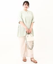 OLBHV35089 eur3(エウルキューブ) 【大きいサイズ/a.v.v×eur3】バックプリーツブラウスチュニック ライトグリーン(30)