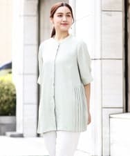 OLBHV35089 eur3(エウルキューブ) 【大きいサイズ/a.v.v×eur3】バックプリーツブラウスチュニック ライトグリーン(30)