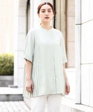 OLBHV35089 eur3(エウルキューブ) 【大きいサイズ/a.v.v×eur3】バックプリーツブラウスチュニック ライトグリーン(30)