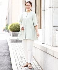 OLBHV35089 eur3(エウルキューブ) 【大きいサイズ/a.v.v×eur3】バックプリーツブラウスチュニック ライトグリーン(30)
