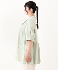 OLBHV35089 eur3(エウルキューブ) 【大きいサイズ/a.v.v×eur3】バックプリーツブラウスチュニック ライトグリーン(30)