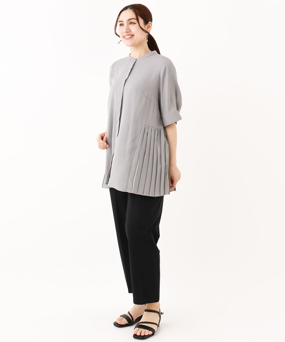 OLBHV35089 eur3(エウルキューブ) 【大きいサイズ/a.v.v×eur3】バックプリーツブラウスチュニック グレー(92)