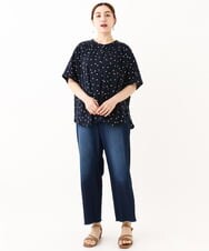 OLBHV39089 eur3(エウルキューブ) 【大きいサイズ/11号サイズあり/接触冷感】スクエアドットブラウス ネイビー(57)