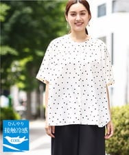 OLBHV39089 eur3(エウルキューブ) 【大きいサイズ/11号サイズあり/接触冷感】スクエアドットブラウス アイボリー(80)