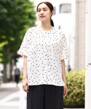 OLBHV39089 eur3(エウルキューブ) 【大きいサイズ/11号サイズあり/接触冷感】スクエアドットブラウス アイボリー(80)