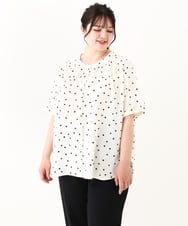 OLBHV39089 eur3(エウルキューブ) 【大きいサイズ/11号サイズあり/接触冷感】スクエアドットブラウス アイボリー(80)
