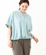OLBHV42089 eur3(エウルキューブ) 【大きいサイズ】裾ドロストショート丈シャツ ライトグリーン(30)