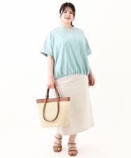 OLBHV42089 eur3(エウルキューブ) 【大きいサイズ】裾ドロストショート丈シャツ ライトグリーン(30)