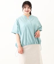 OLBHV42089 eur3(エウルキューブ) 【大きいサイズ】裾ドロストショート丈シャツ ライトグリーン(30)