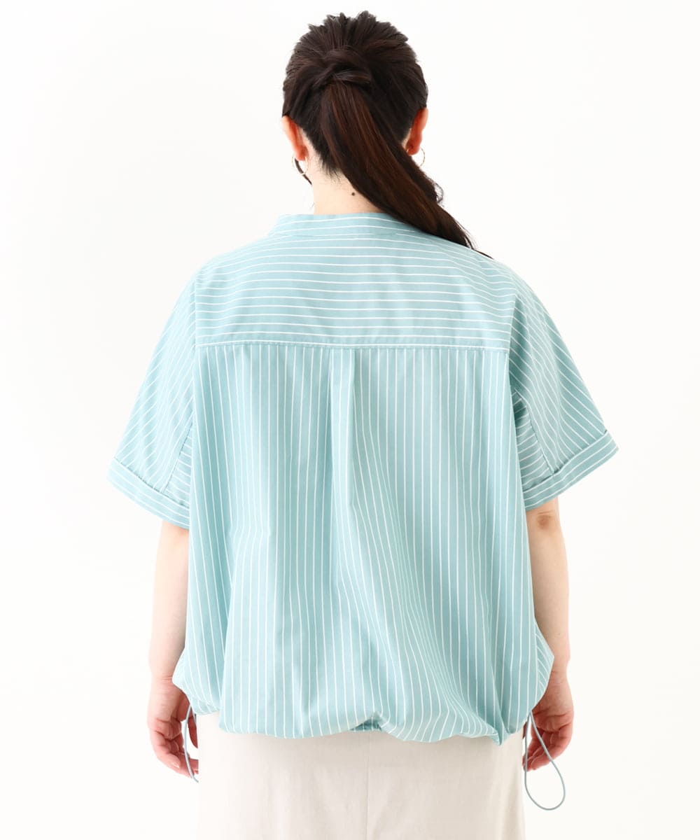 OLBHV42089 eur3(エウルキューブ) 【大きいサイズ】裾ドロストショート丈シャツ ライトグリーン(30)