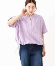OLBHV42089 eur3(エウルキューブ) 【大きいサイズ】裾ドロストショート丈シャツ ラベンダー(60)