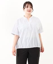 OLBHV42089 eur3(エウルキューブ) 【大きいサイズ】裾ドロストショート丈シャツ ホワイト(90)