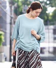 OLBHV46089 eur3(エウルキューブ) 【大きいサイズ】スピンドルヘムブラウス ライトブルー(50)