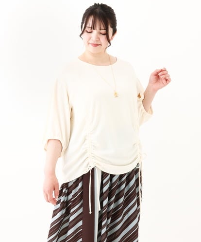 OLBHV46089 eur3 【大きいサイズ】スピンドルヘムブラウス