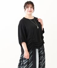 OLBHV46089 eur3(エウルキューブ) 【大きいサイズ】スピンドルヘムブラウス ブラック(94)