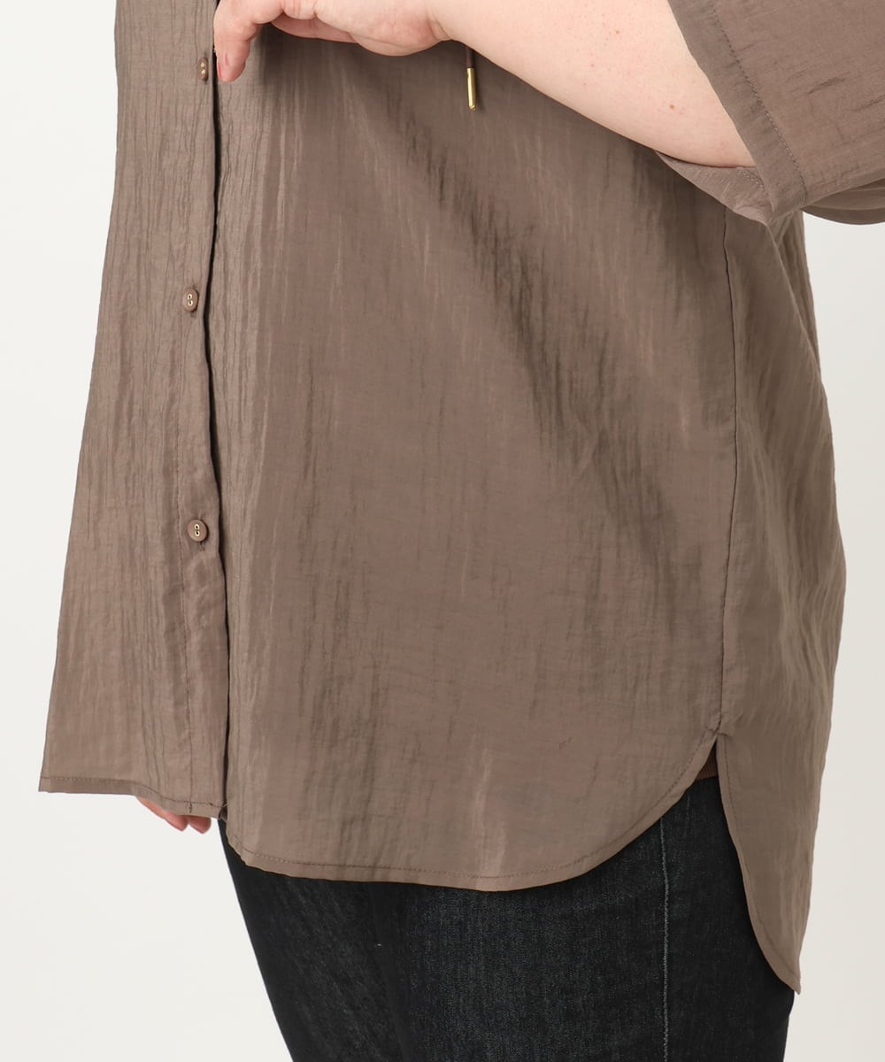 OLBIA10109 eur3(エウルキューブ) 【WEB先行販売】【大きいサイズ】シアーフーディー半袖ブラウス モカ(84)