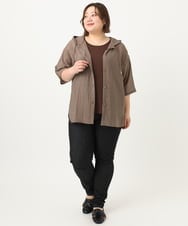 OLBIA10109 eur3(エウルキューブ) 【WEB先行販売】【大きいサイズ】シアーフーディー半袖ブラウス モカ(84)