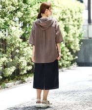 OLBIA10109 eur3(エウルキューブ) 【WEB先行販売】【大きいサイズ】シアーフーディー半袖ブラウス モカ(84)