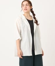 OLBIA10109 eur3(エウルキューブ) 【WEB先行販売】【大きいサイズ】シアーフーディー半袖ブラウス ホワイト(90)