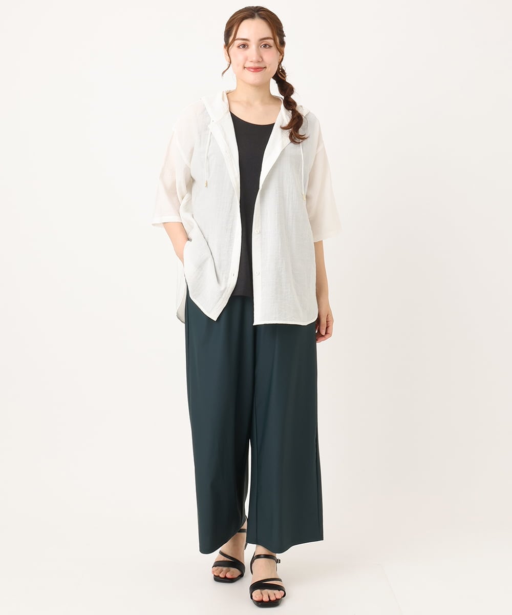 OLBIA10109 eur3(エウルキューブ) 【WEB先行販売】【大きいサイズ】シアーフーディー半袖ブラウス ホワイト(90)
