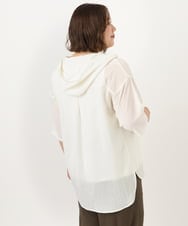 OLBIA10109 eur3(エウルキューブ) 【WEB先行販売】【大きいサイズ】シアーフーディー半袖ブラウス ホワイト(90)