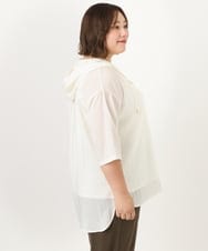 OLBIA10109 eur3(エウルキューブ) 【WEB先行販売】【大きいサイズ】シアーフーディー半袖ブラウス ホワイト(90)