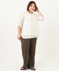 OLBIA10109 eur3(エウルキューブ) 【WEB先行販売】【大きいサイズ】シアーフーディー半袖ブラウス ホワイト(90)