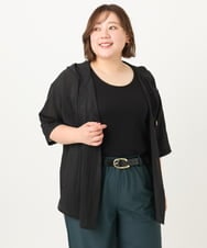 OLBIA10109 eur3(エウルキューブ) 【WEB先行販売】【大きいサイズ】シアーフーディー半袖ブラウス ブラック(94)
