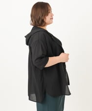 OLBIA10109 eur3(エウルキューブ) 【WEB先行販売】【大きいサイズ】シアーフーディー半袖ブラウス ブラック(94)
