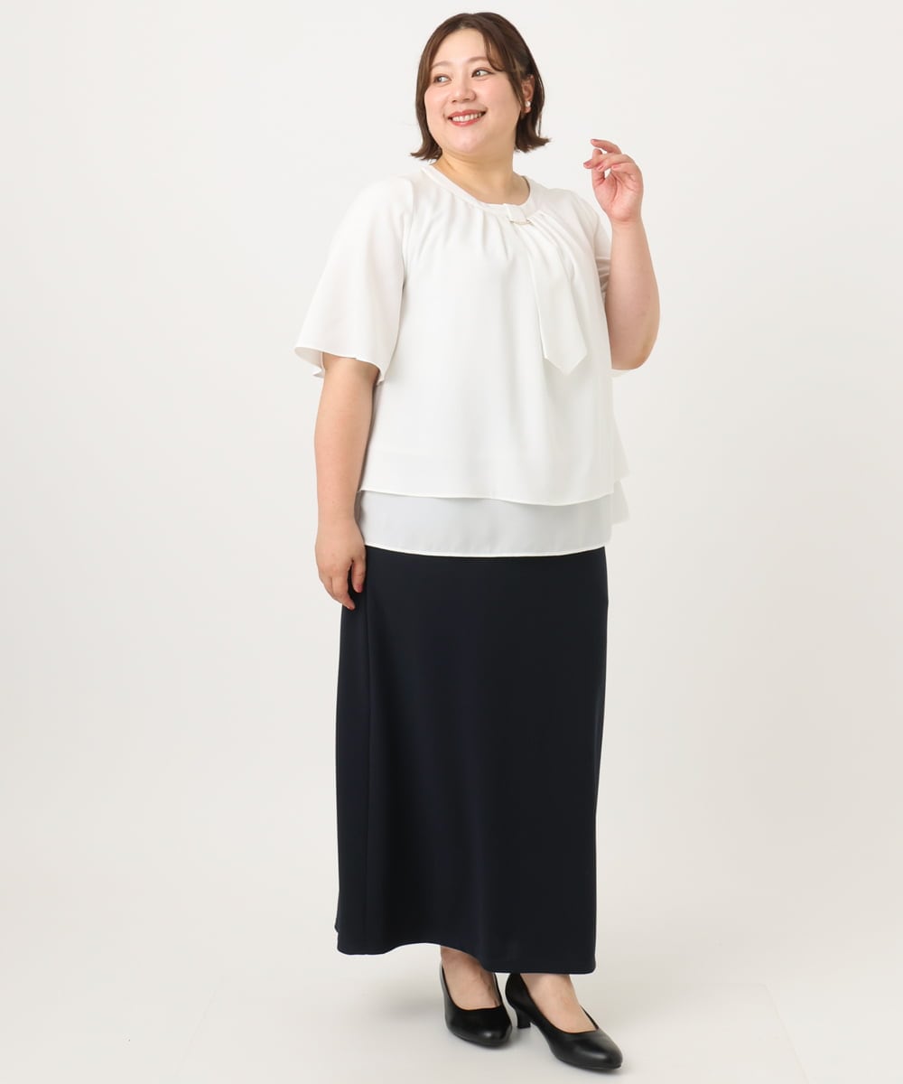 OLBIA26089 eur3(エウルキューブ) 【WEB先行販売】【大きいサイズ/11号サイズあり】マルチウェイブラウス ホワイト(90)