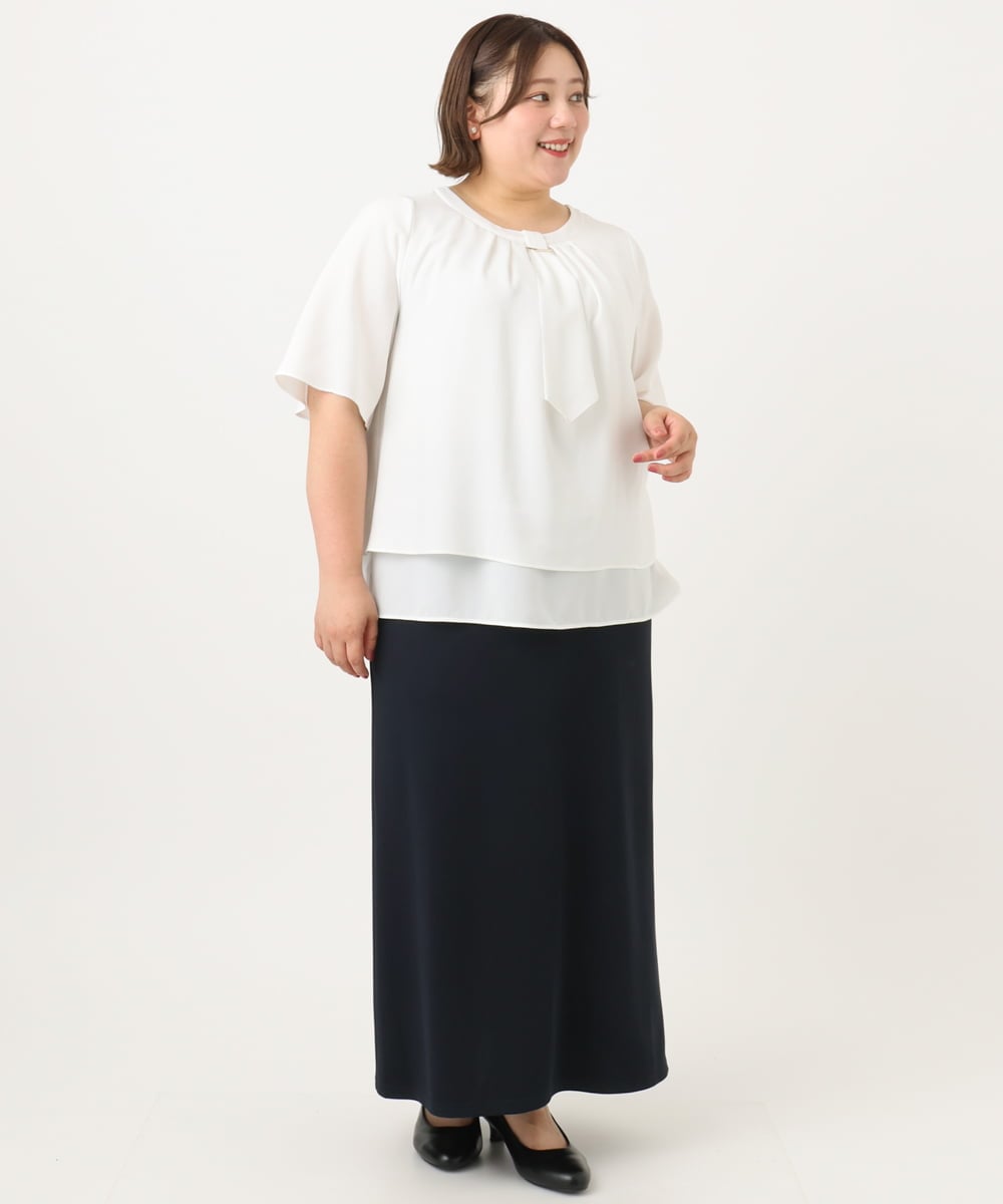 OLBIA26089 eur3(エウルキューブ) 【WEB先行販売】【大きいサイズ/11号サイズあり】マルチウェイブラウス ホワイト(90)