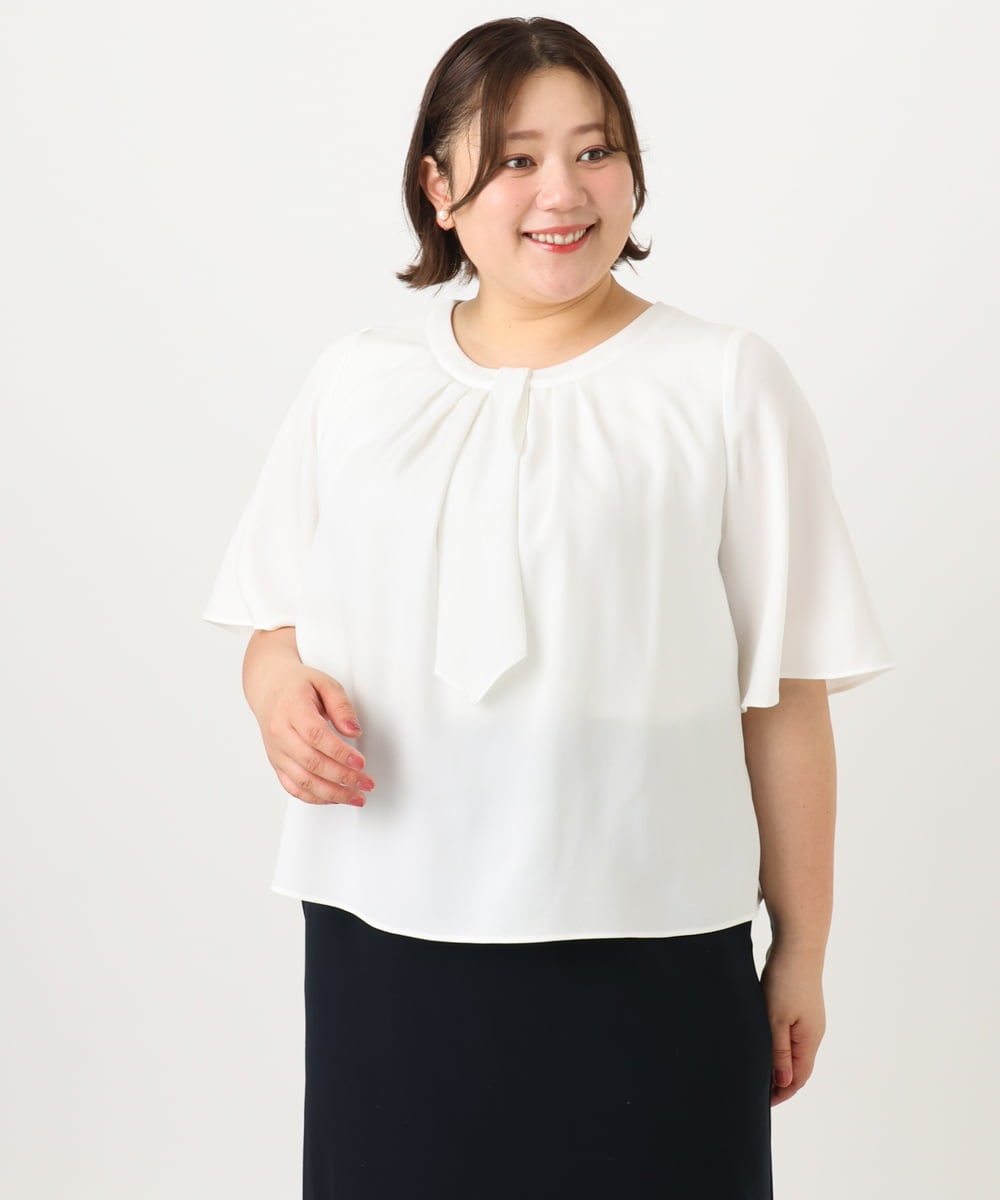 OLBIA26089 eur3(エウルキューブ) 【WEB先行販売】【大きいサイズ/11号サイズあり】マルチウェイブラウス ホワイト(90)
