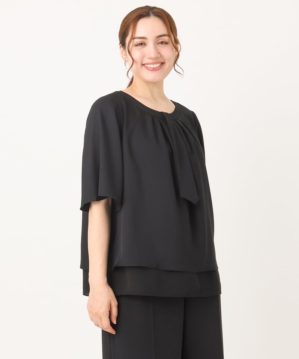 OLBIA26089 eur3(エウルキューブ) 【WEB先行販売】【大きいサイズ/11号サイズあり】マルチウェイブラウス ブラック(94)