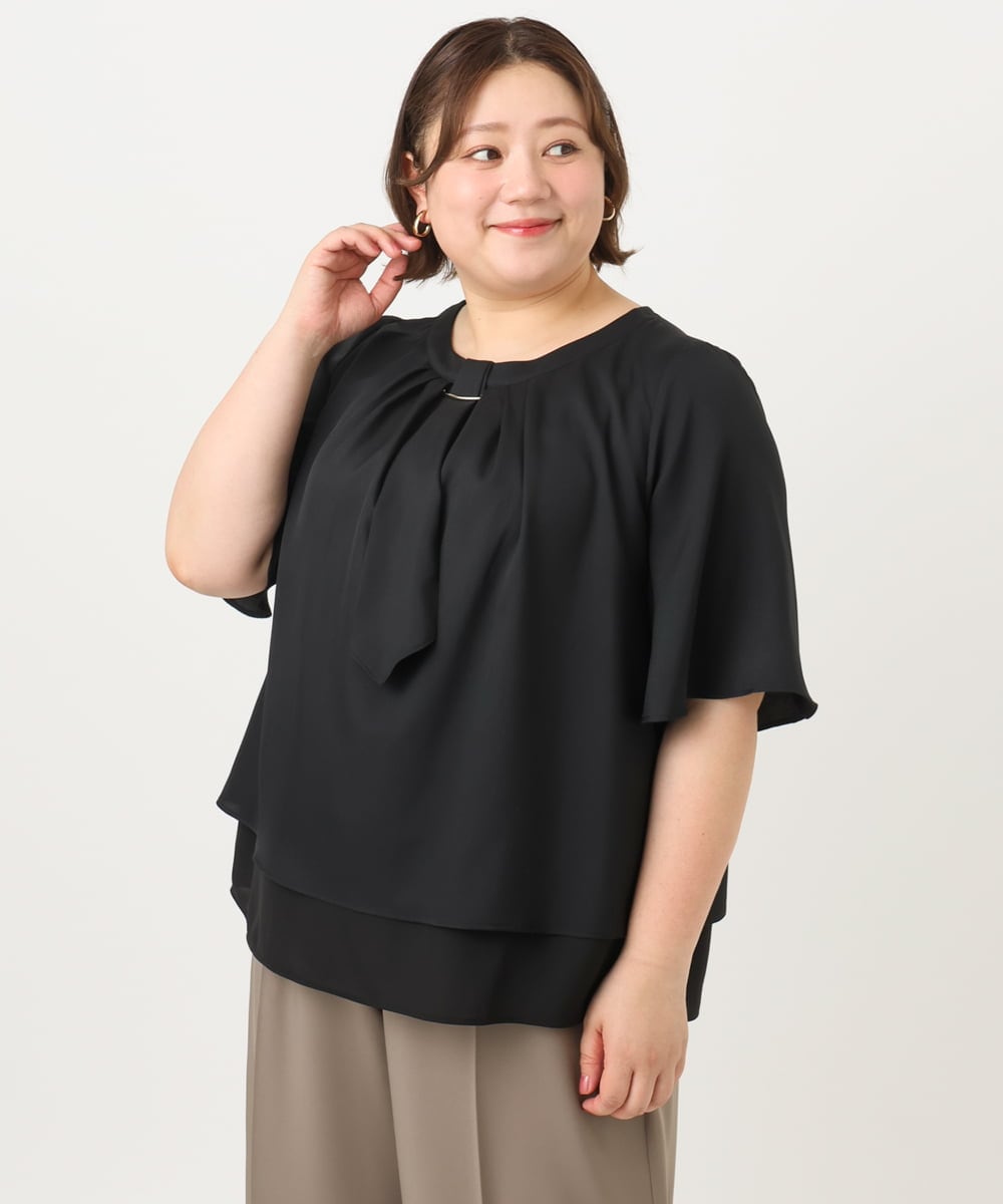 OLBIA26089 eur3(エウルキューブ) 【WEB先行販売】【大きいサイズ/11号サイズあり】マルチウェイブラウス ブラック(94)
