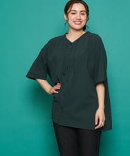 OLBIA27089 eur3(エウルキューブ) 【大きいサイズ】ぽこぽこフーディー風ブラウス グリーン(35)