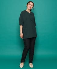 OLBIA27089 eur3(エウルキューブ) 【大きいサイズ】ぽこぽこフーディー風ブラウス グリーン(35)