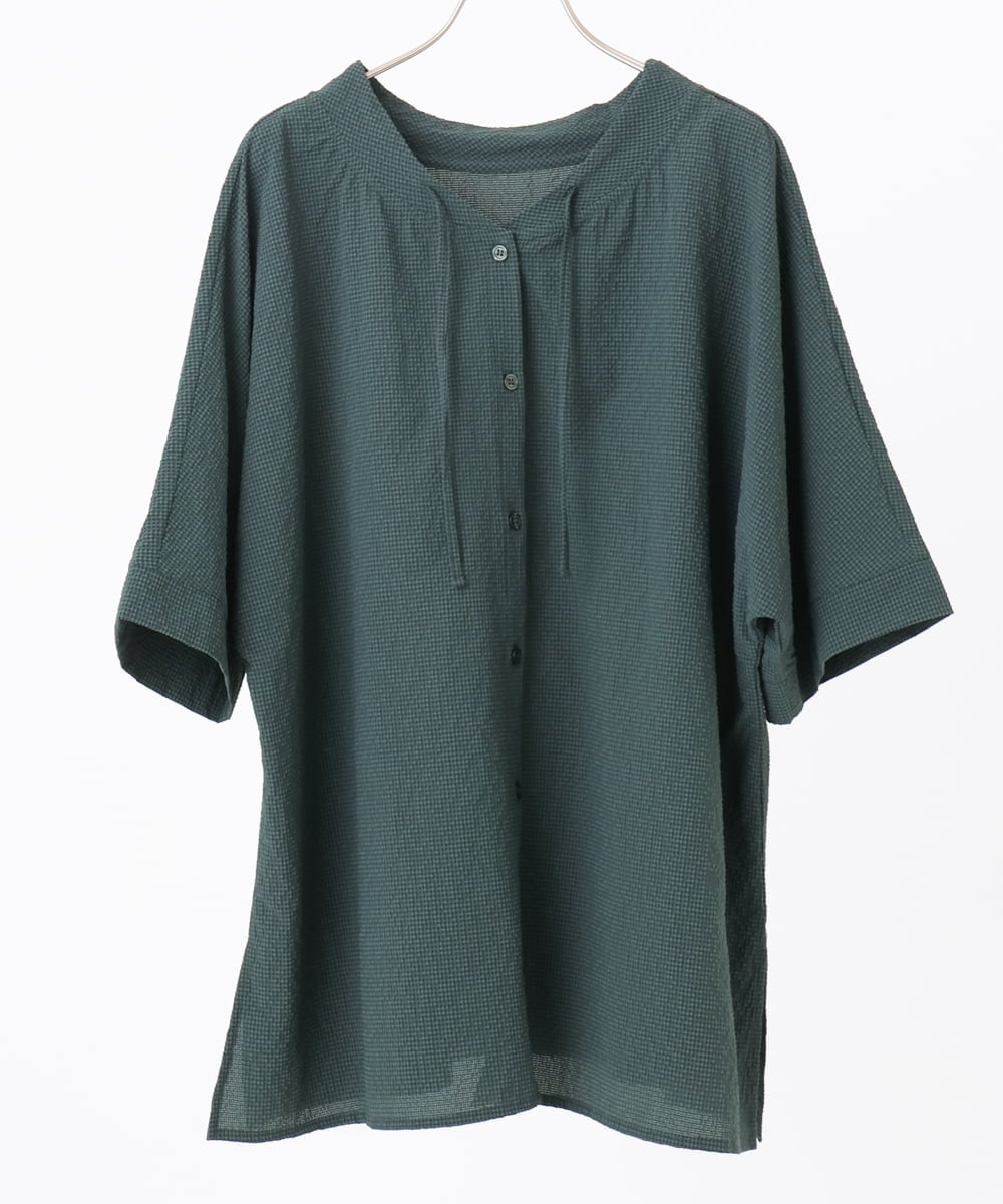 OLBIA27089 eur3(エウルキューブ) 【大きいサイズ】ぽこぽこフーディー風ブラウス グリーン(35)