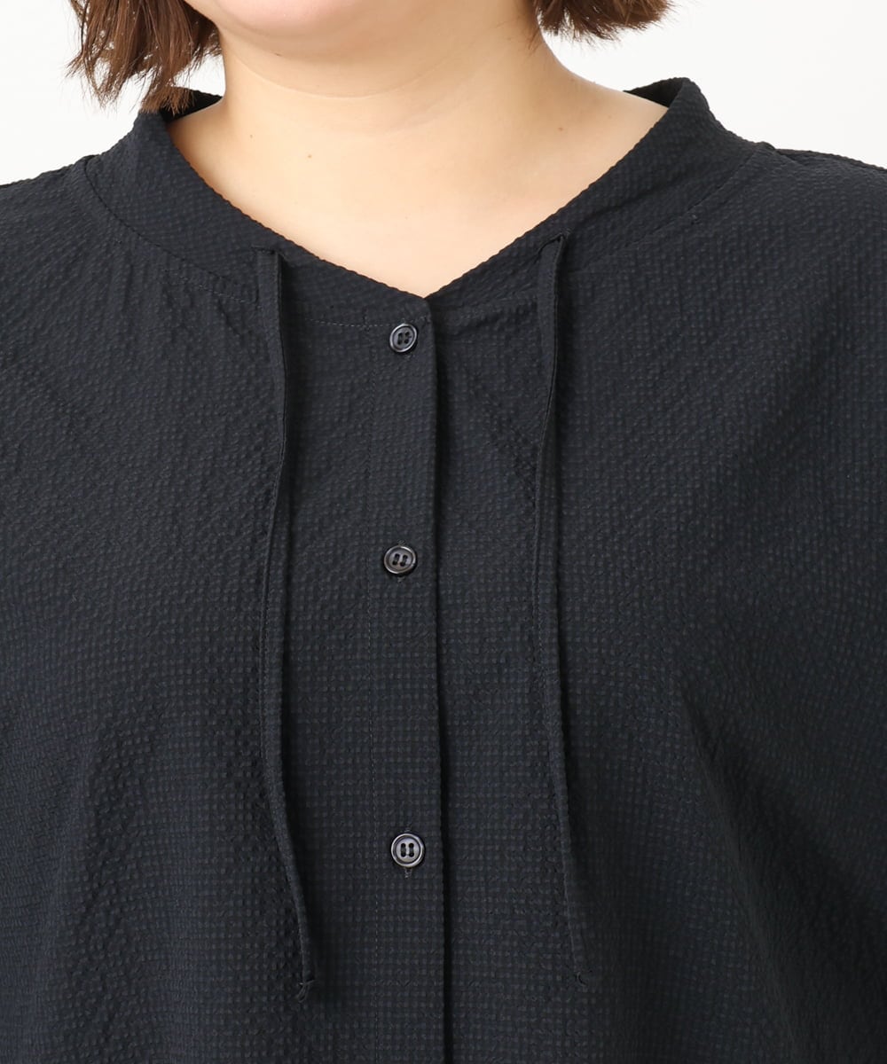 OLBIA27089 eur3(エウルキューブ) 【大きいサイズ】ぽこぽこフーディー風ブラウス ネイビー(57)