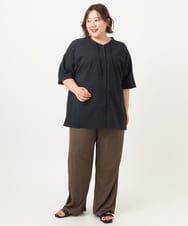 OLBIA27089 eur3(エウルキューブ) 【大きいサイズ】ぽこぽこフーディー風ブラウス ネイビー(57)
