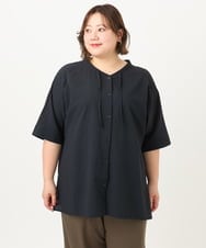 OLBIA27089 eur3(エウルキューブ) 【大きいサイズ】ぽこぽこフーディー風ブラウス ネイビー(57)