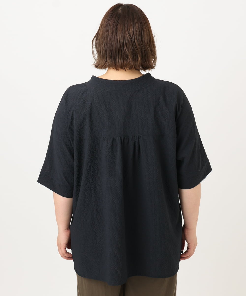 OLBIA27089 eur3(エウルキューブ) 【大きいサイズ】ぽこぽこフーディー風ブラウス ネイビー(57)