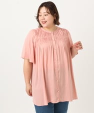 OLBIA28079 eur3(エウルキューブ) 【大きいサイズ/a.v.v×eur3】サテンシャーリングブラウス ピンク(03)